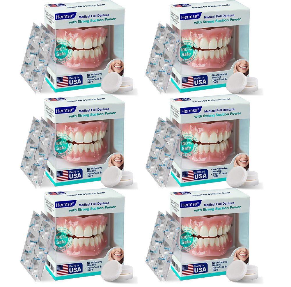 🦷Smile & Eat Confidently Again — Hermsa® Medical Suction-fit Denture🍀✅ Made and Shipped from the USA🍀