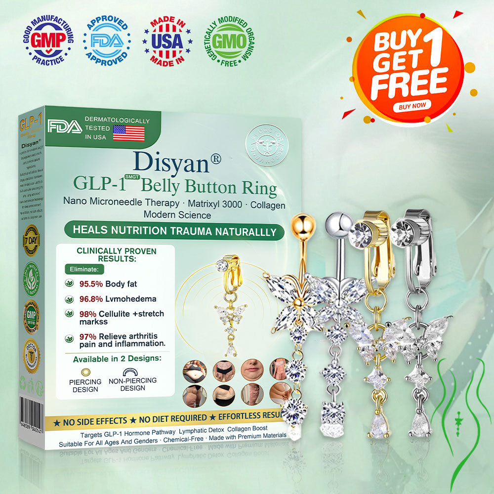Official Store | Disyan® GLP-1 Lymphvity Nano Microneedle Therapy Belly Button Ring(Pain-free non-piercing design)with Collagen & Matrixyl 3000 丨Obesity,Cardiovascular Diseas, Diabetes, Sleep Apnea, Joint Problems and More