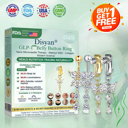 Official Store | Disyan® GLP-1 Lymphvity Nano Microneedle Therapy Belly Button Ring(Pain-free non-piercing design)with Collagen & Matrixyl 3000 丨Obesity,Cardiovascular Diseas, Diabetes, Sleep Apnea, Joint Problems and More