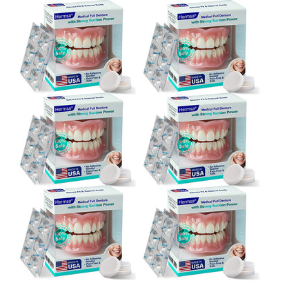 🦷Smile & Eat Confidently Again — Hermsa® Medical Suction-fit Denture🍀✅ Made and Shipped from the USA🍀