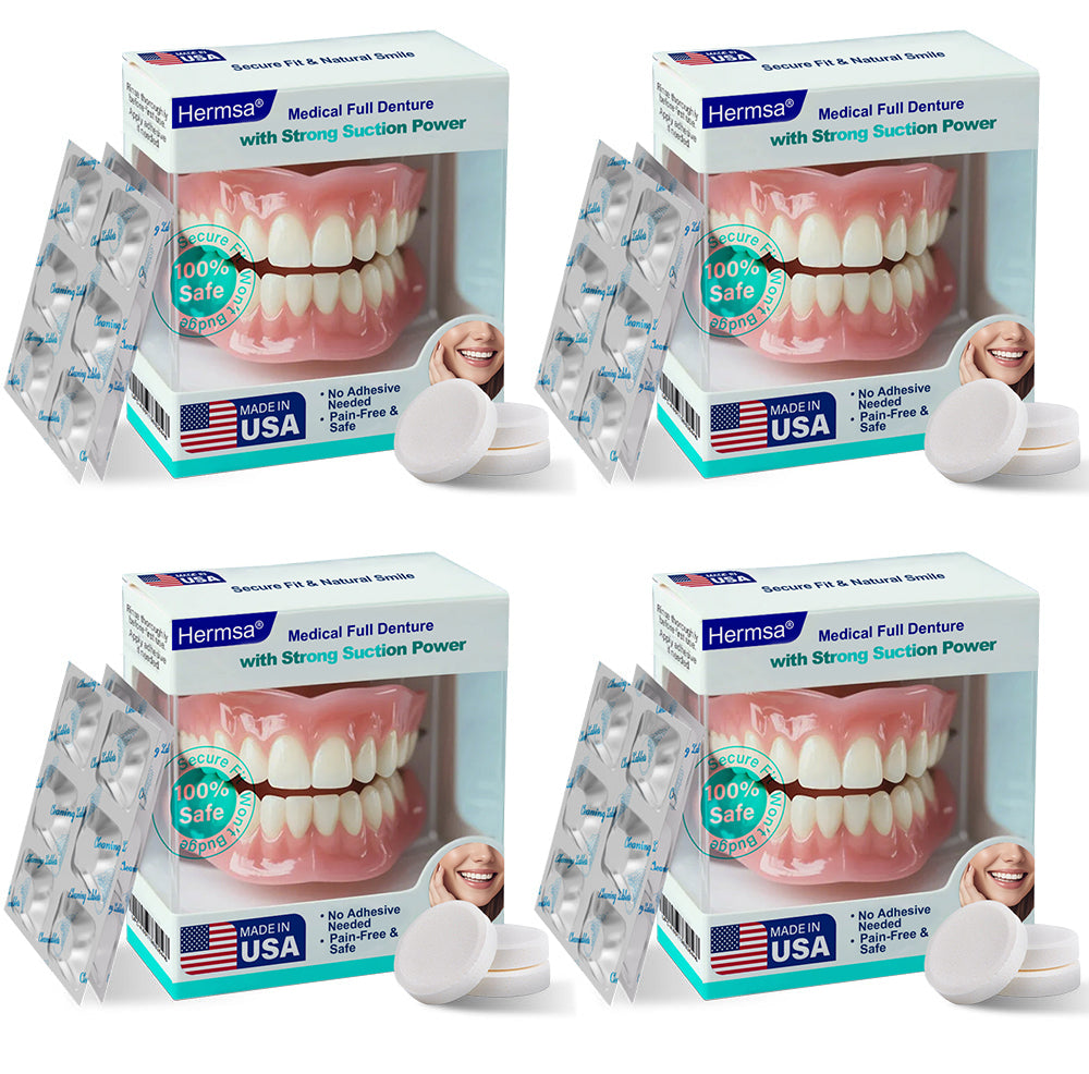 🦷Smile & Eat Confidently Again — Hermsa® Medical Suction-fit Denture🍀✅ Made and Shipped from the USA🍀