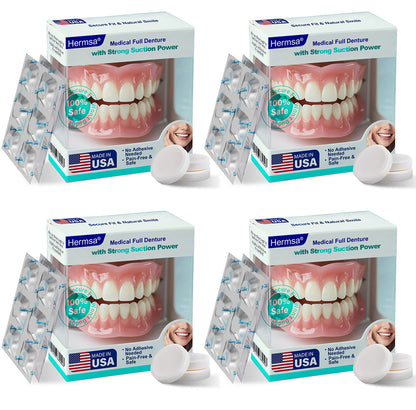 🦷Smile & Eat Confidently Again — Hermsa® Medical Suction-fit Denture🍀✅ Made and Shipped from the USA🍀