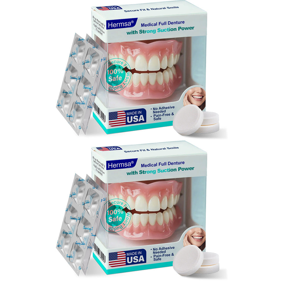 🦷Smile & Eat Confidently Again — Hermsa® Medical Suction-fit Denture🍀✅ Made and Shipped from the USA🍀