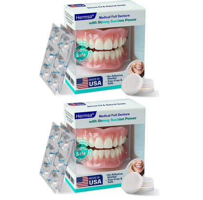 🦷Smile & Eat Confidently Again — Hermsa® Medical Suction-fit Denture🍀✅ Made and Shipped from the USA🍀