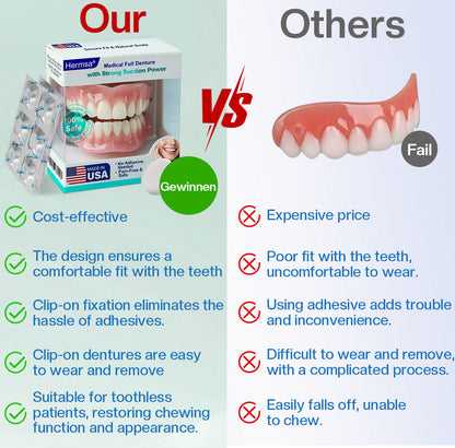 🦷Smile & Eat Confidently Again — Hermsa® Medical Suction-fit Denture🍀✅ Made and Shipped from the USA🍀