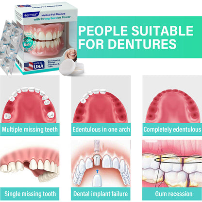 🦷Smile & Eat Confidently Again — Hermsa® Medical Suction-fit Denture🍀✅ Made and Shipped from the USA🍀