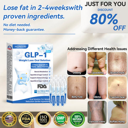 Honxi® GLP-1 Max Weight Loss Oral Solution ✅One dose a day — see results in 7 days👩‍⚕️Suitable for obesity, cardiovascular diseases, diabetes, sleep apnea, high cholesterol and blood lipids, joint problems, and various other conditions🚀