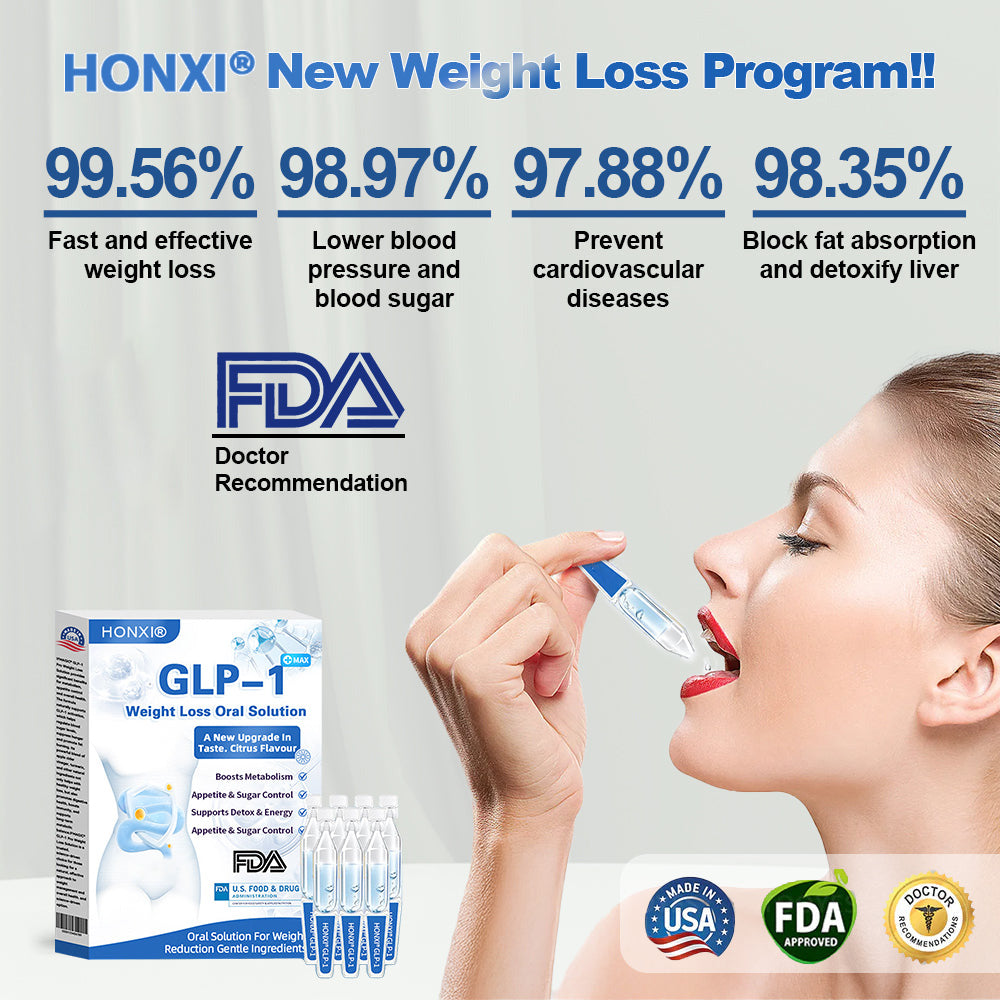 Honxi® GLP-1 Max Weight Loss Oral Solution ✅One dose a day — see results in 7 days👩‍⚕️Suitable for obesity, cardiovascular diseases, diabetes, sleep apnea, high cholesterol and blood lipids, joint problems, and various other conditions🚀